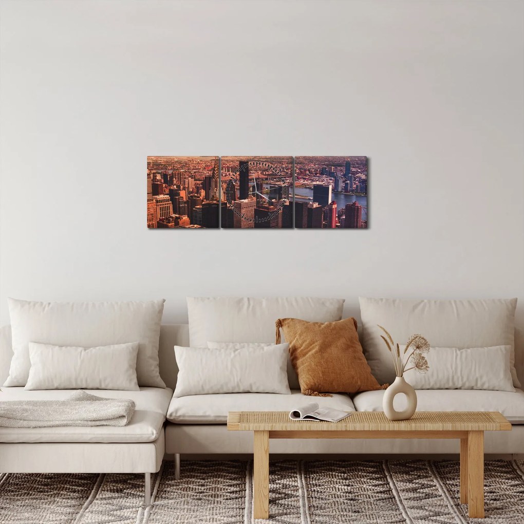 Obraz - Widok na metropolię (z zegarem) (90x30 cm)