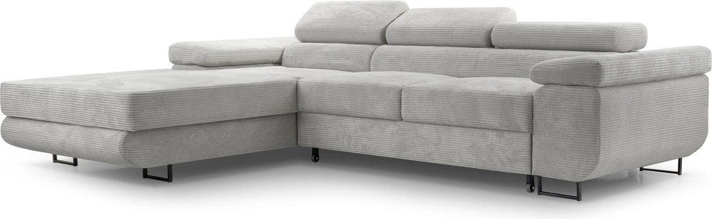 Masseno Narożnik GIULIO z funkcją spania i pojemnikiem na pościel Narozniki L, Rozkładana sofa - Szary, POSO 55