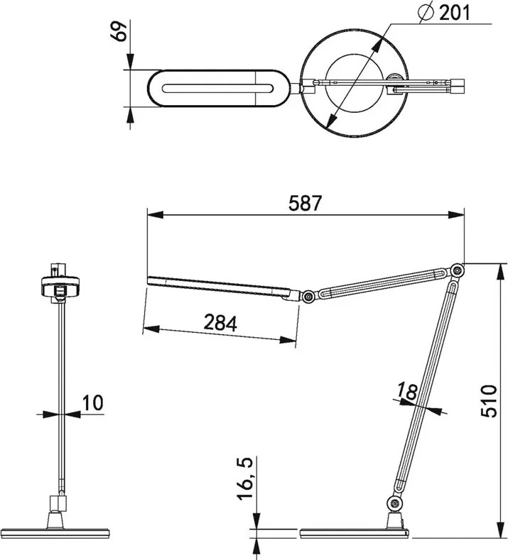Czarna dotykowa lampka biurkowa - S254-Hippo