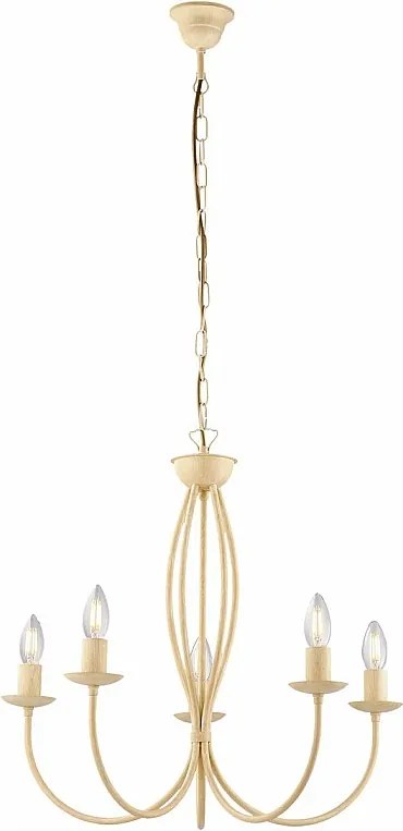 Botte - 5-punktowy żyrandol z żelaza lakierowanego na kolor kości słoniowej z dekoracją z efektem piklowania 113 - Ø55 - BL147-5-AV