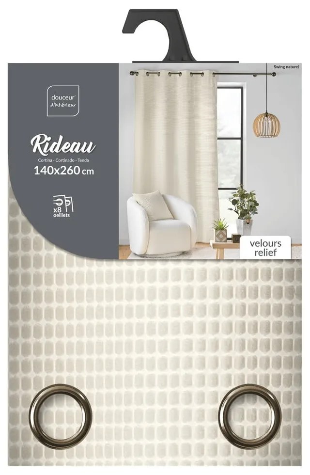 Beżowa aksamitna zasłona 140x260 cm Swing – douceur d'intérieur