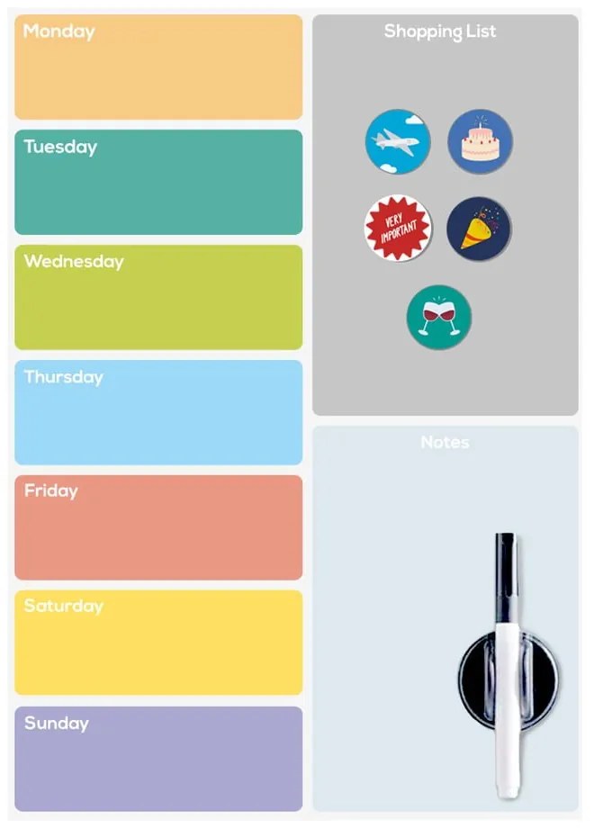 Magnetyczna tablica 30x42 cm Week Planner – Balvi