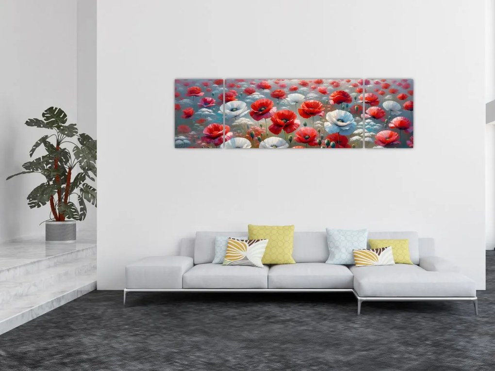 Obraz - Pole maków (170x50 cm)