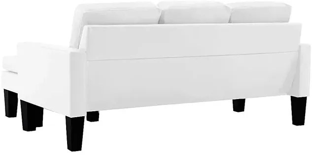 3-osobowa biała sofa z ekoskóry z podnóżkiem - Lencor 4Q