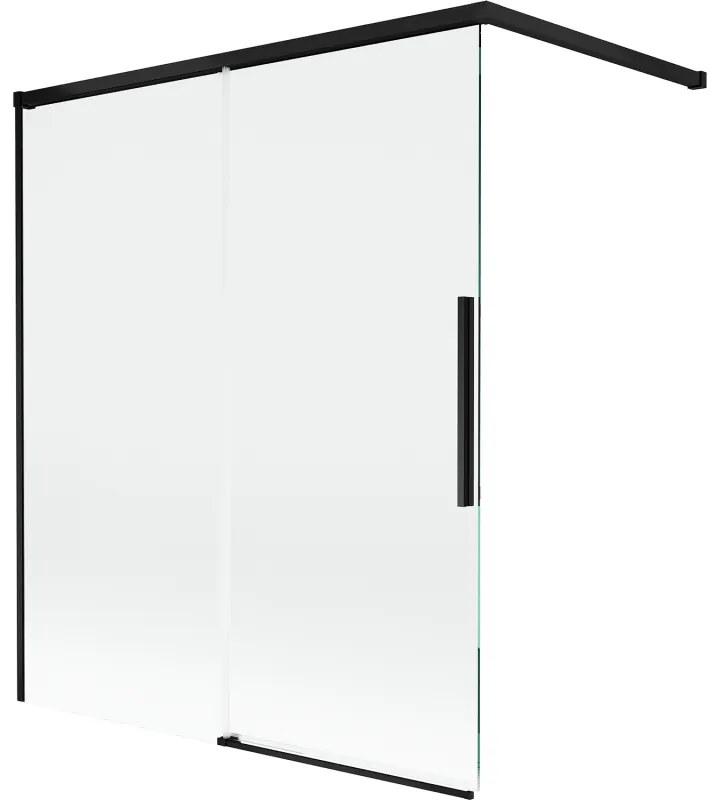 Mexen Rox parawan nawannowy 2-skrzydłowy rozsuwany 140 x 150 cm, transparent, czarny - 8C9-140-003-70-00