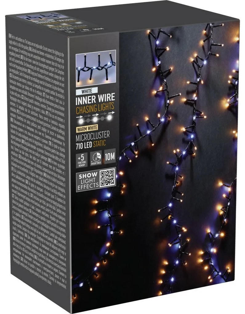 Zewnętrzny łańcuch świetlny Waterfall, 10 m, 710 LED, ciepła i zimna biała, timer, IP44, 10 m