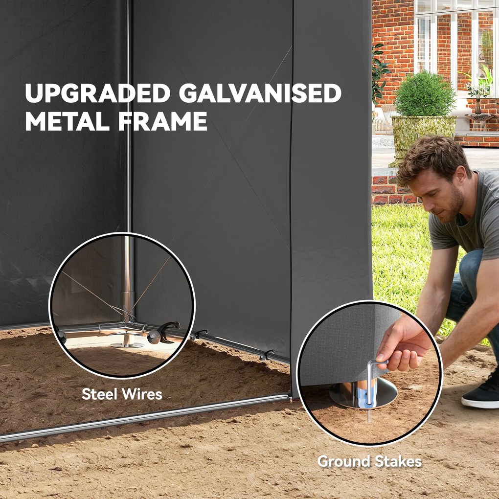 Outsunny Namiot garażowy 2,5x1,8 m Wodoodporny namiot garażowy z rolowanymi drzwiami na zamek okno wentylacyjne Ciemnoszary | Aosom PL