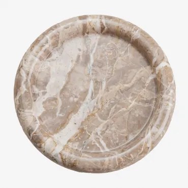 Okrągła Taca Na Drobiazgi Ø20 Cm Z Marmuru Velmar Marmur Beżowy Panther - Sklum