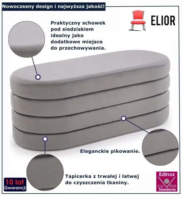 Nowoczesna szara pufa ze schowkiem L3-H06