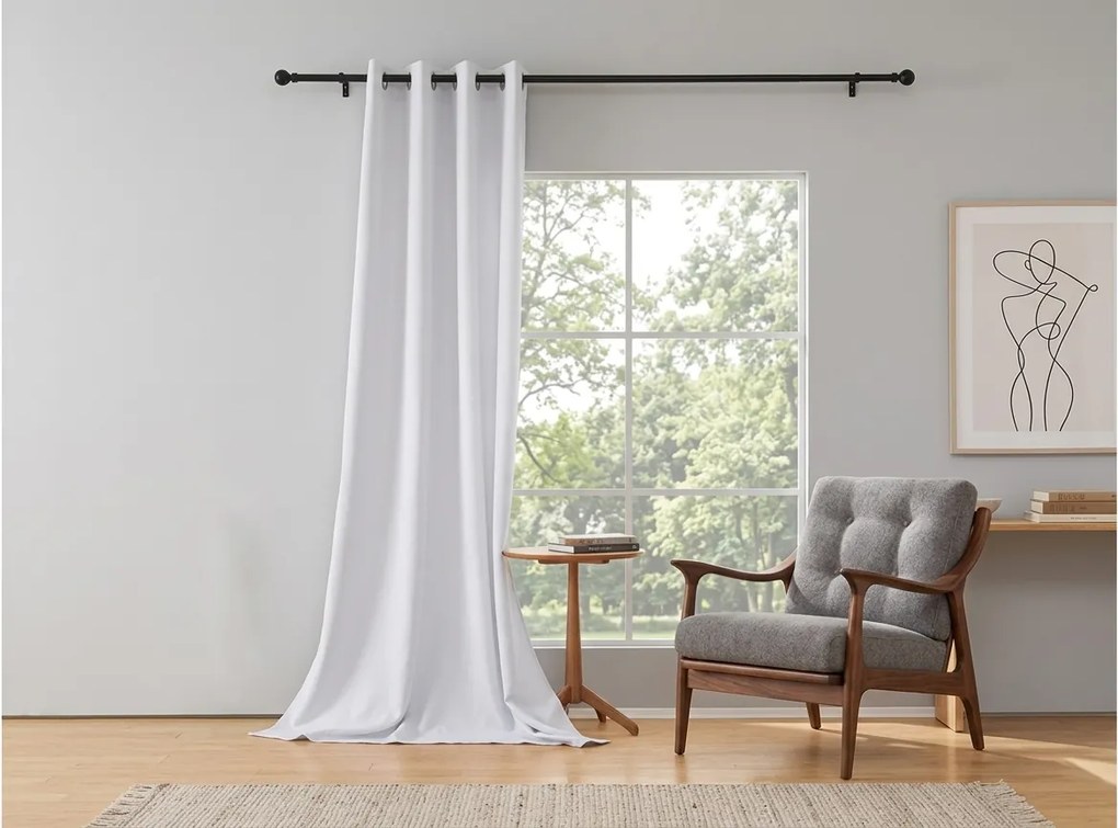 Zasłona OXFORD LIGHT 140x250 cm, biała Zawieszanie: Taśma z wiązaniami