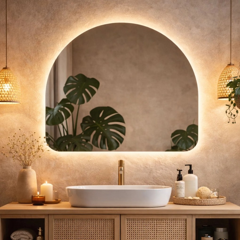 Lustro portalowe z podświetleniem RONA Soft LED | Różne rozmiary | Różne kolory : Kolor tafli szkła - Srebrny, Rozmiar - 130x 100 cm