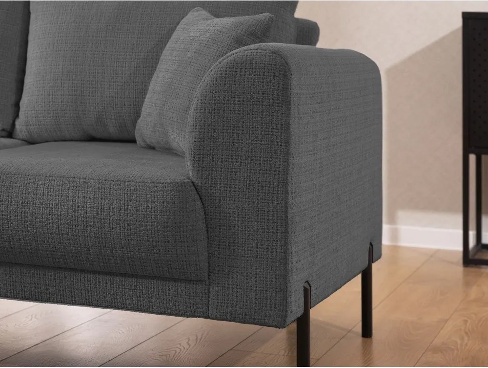 Ciemnoszary narożnik z tkaniny szenilowej (lewostronny/w kształcie litery L) Mauris – Ropez