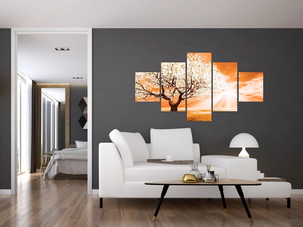 Pomarańczowy obraz drzewa (125x70 cm)