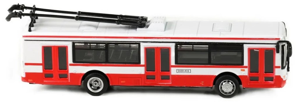 Trolejbus Rappa metalowy czerwony, 16 cm