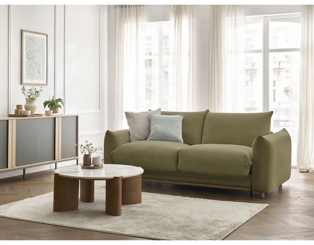 Zielona rozkładana sofa 214 cm Ernest – Bobochic Paris