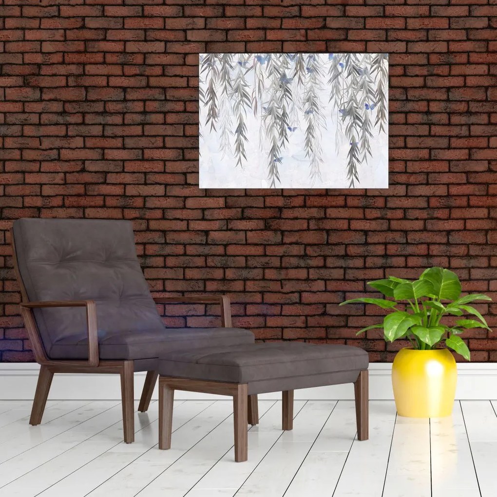 Obraz - Gałązki wierzby z motylami (70x50 cm)