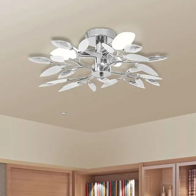 Biała nowoczesna lampa sufitowa z listkami - E974 A0-B57