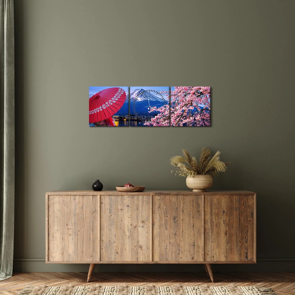 Obraz - Widok na szczyt, Japonia (z zegarem) (90x30 cm)