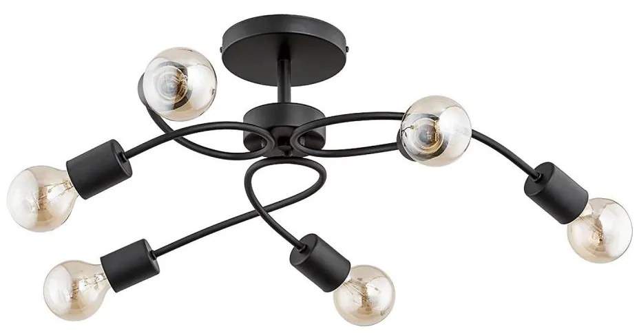 Żyrandol natynkowy HELIX 6xE27/15W/230V czarny