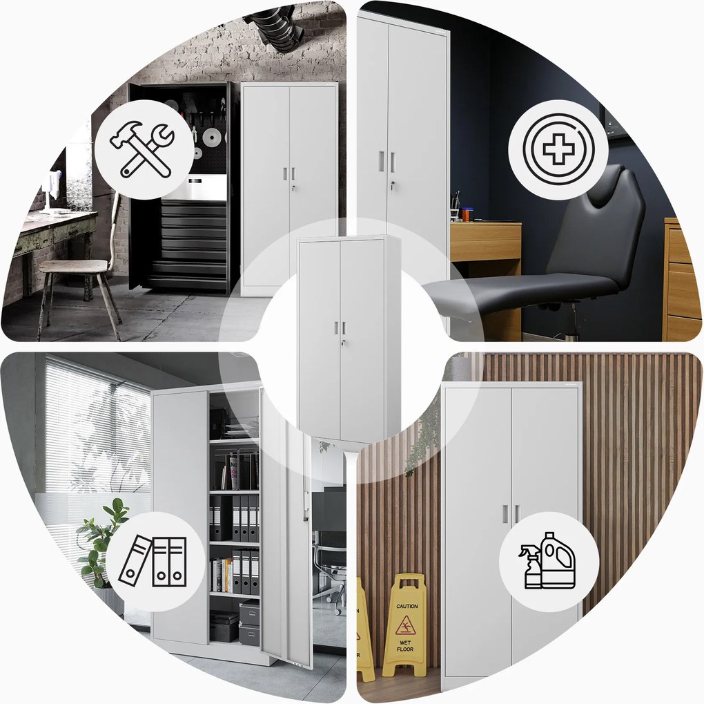 Szafa metalowa biurowa szara: JAN Compact 1750 x 800 x 400 mm