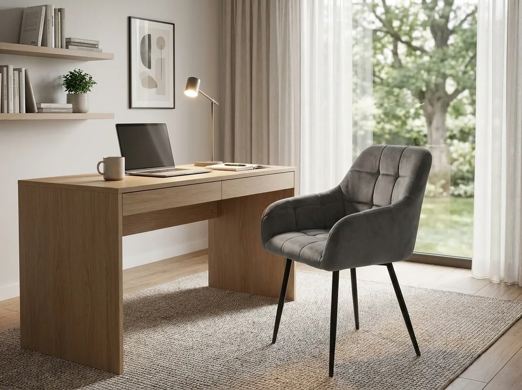 Szare krzesło jadalniane MARLEN VELVET z czarnymi nogami