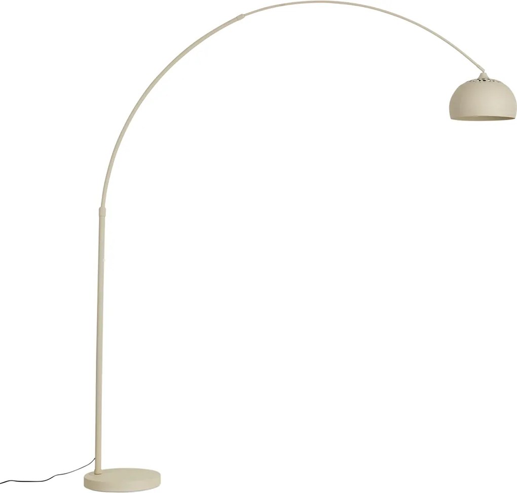 Nowoczesna Lampa Łukowa Beżowa z Marmurową Podstawą - XXL