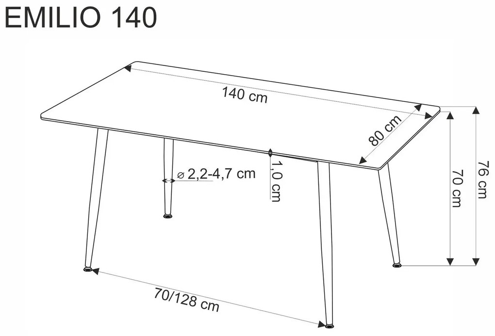 Stół EMILIO 140x80 biały marmur/czarny HALMAR