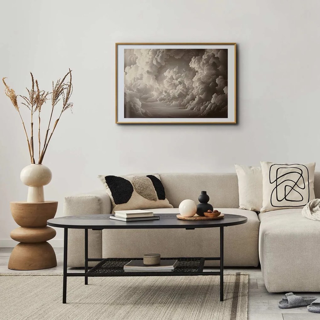 Plakat Miękka gra światła 30x21 cm z ramą złotą z marginesem ARTGEIST B