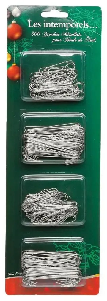 Haczyki do ozdób choinkowych, metal, 300 szt.