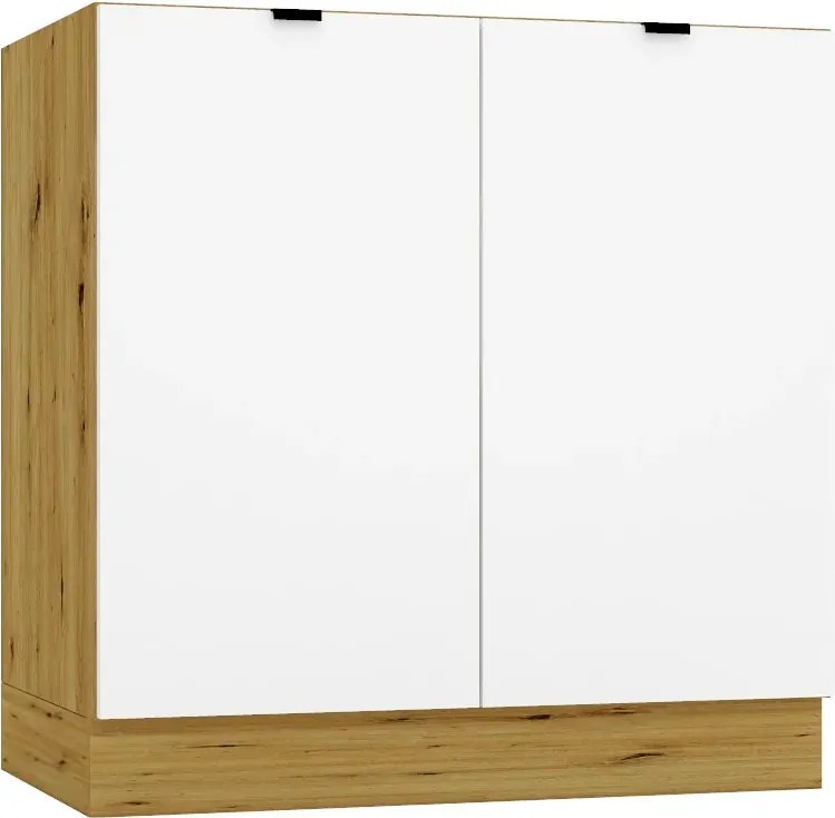 Dolna szafka kuchenna 80 cm biały + dąb artisan B3-P78