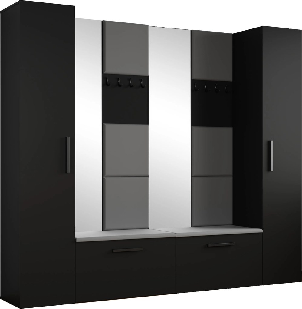 Masseno Garderoba MODULO 241,2/204/40 cm do Przedpokoju Nowoczesna Czarna