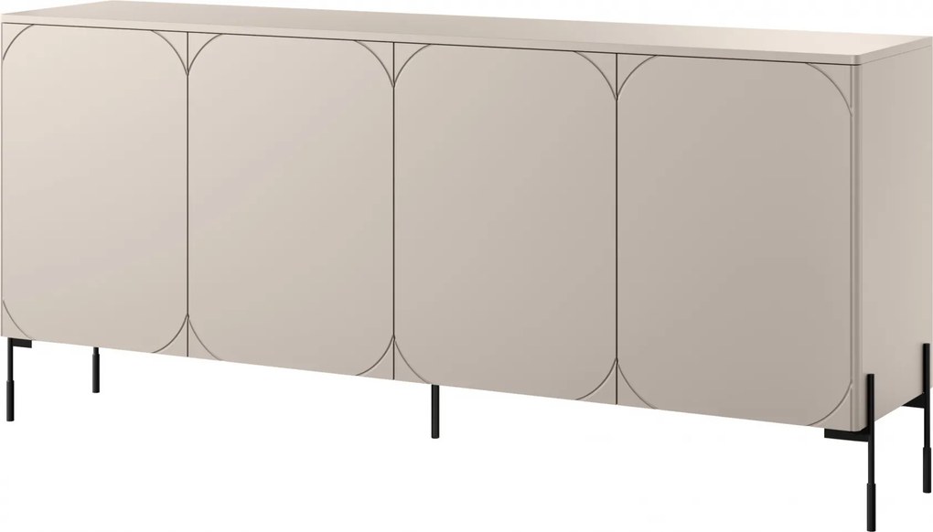 Komoda czterodrzwiowa na metalowych nogach Sonatia 200 cm - kaszmir
