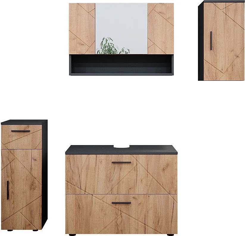 Zestaw mebli łazienkowych złoty dąb power/antracyt 80x41x58.6 irma