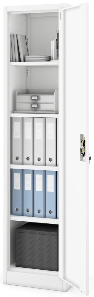 Biurowa szafa metalowa na akta ALEX, 450 x 1850 x 400 mm, biała