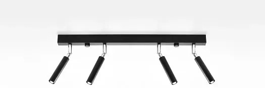 Czarny plafon z czterema reflektorami - 2X EX674 W8-W41
