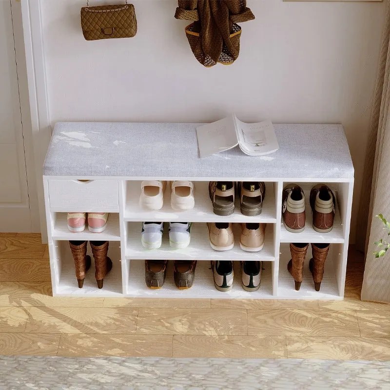 Szafka na buty z siedziskiem loft biała ławka przedpokój nowoczesna