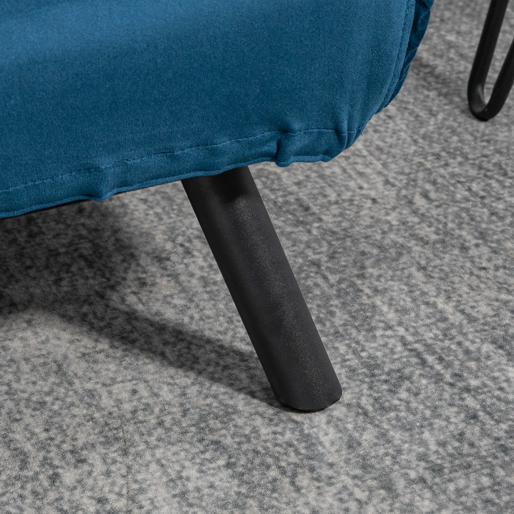 rozkladana sofa HOMCOM 2-osobowa niskie wymiary z poduszkami aksamit naturalne niebieskie Aosom PL