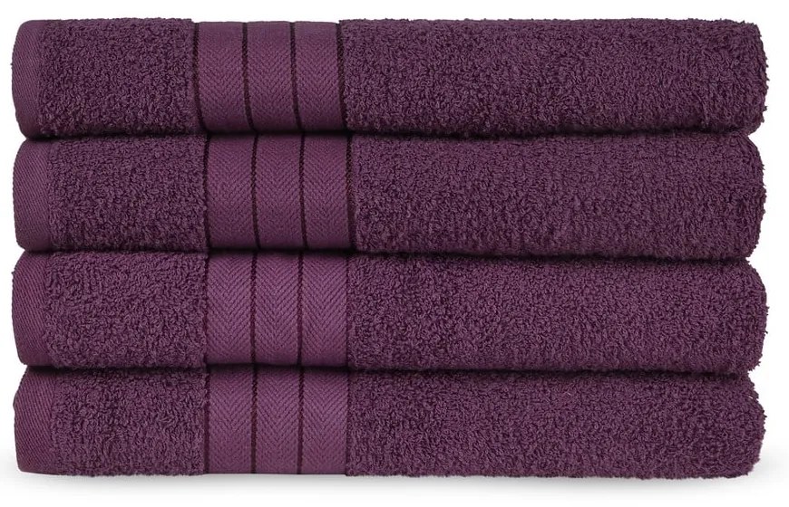 Bordowe bawełniane ręczniki frotte zestaw 4 szt. 50x100 cm – Good Morning