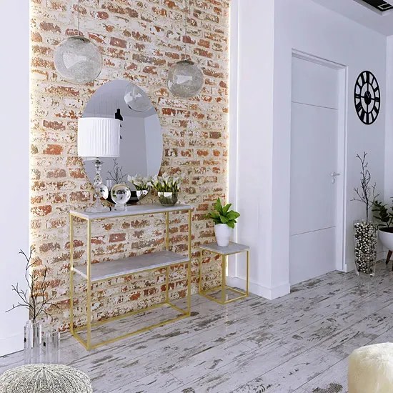 Minimalistyczny kwietnik z metalowym stelażem złoty + beton P2-W45