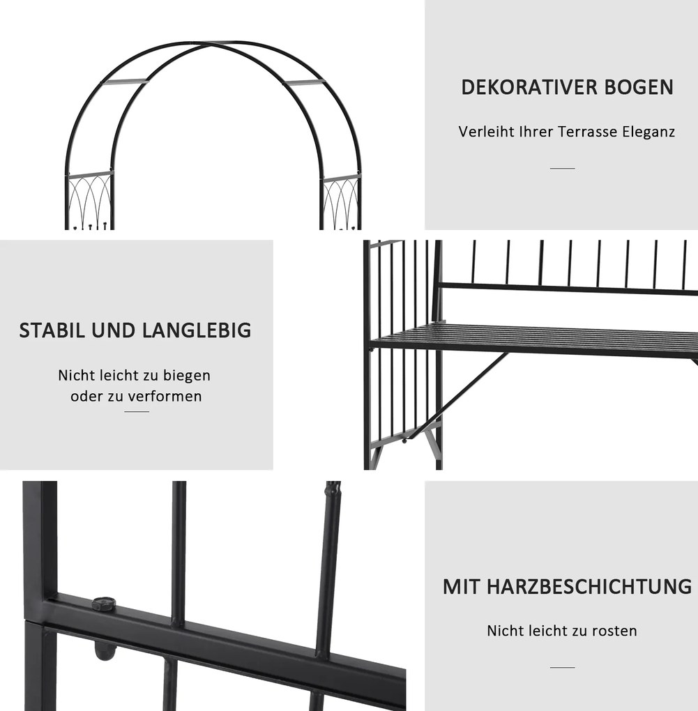 Outsunny ławka z łukiem różanym, altana, ławka różana, krata, ławka filozoficzna