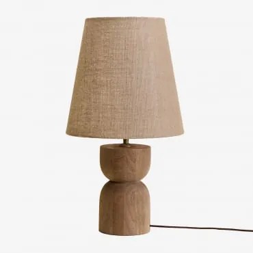 Lampa Stołowa Diniz Drewno Mango & ↑20 Cm & Ø30 Cm - ↑30 Cm Alidara - Sklum