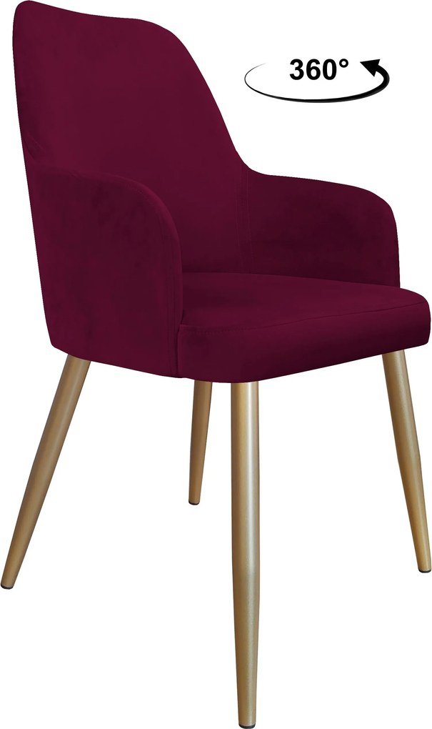 Krzesło WESTA tkanina Welur noga metalowa elegancki styl loftowy : Kolor nogi - Złota stożek, Kolor tkaniny - VELVET - MG02, Typ siedziska - Siedzisko obrotowe 360°