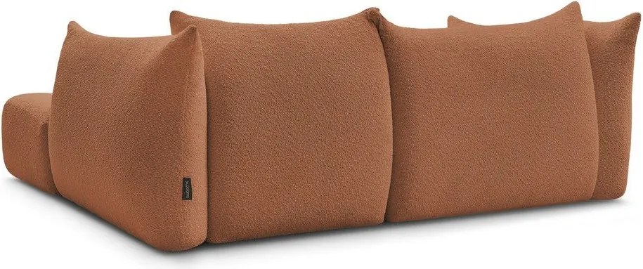 Pomarańczowy narożnik z materiału bouclé (prawostronny/z szezlongiem) Azra – Bobochic Paris