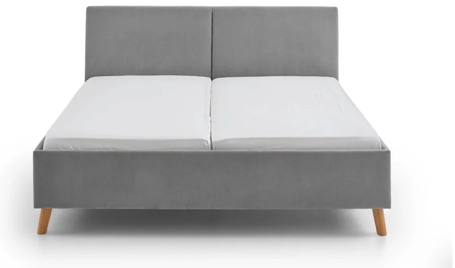 Szare tapicerowane łóżko dwuosobowe ze stelażem 160x200 cm Piano – Meise Möbel