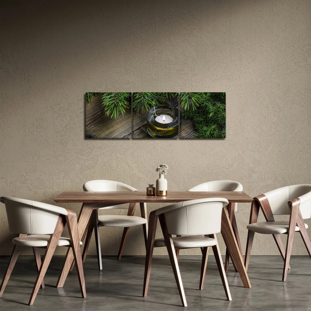 Obraz - świeca bożonarodzeniowa (z zegarem) (90x30 cm)