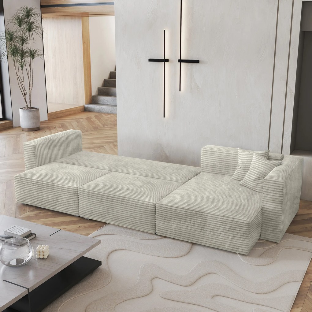 Masseno Narożnik TOLMO z funkcją spania i pojemnikiem na pościel Narozniki L, Rozkładana sofa - Jasnoszary, TILIA 83