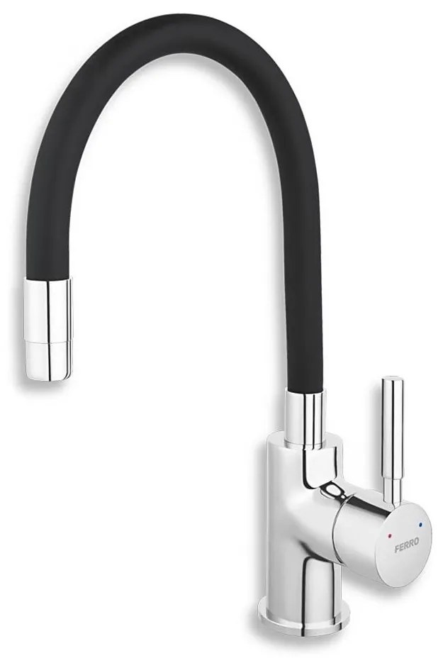 FERRO - Bateria kuchenna z elastycznym uchwytem chrom błyszczący/matowy czarny