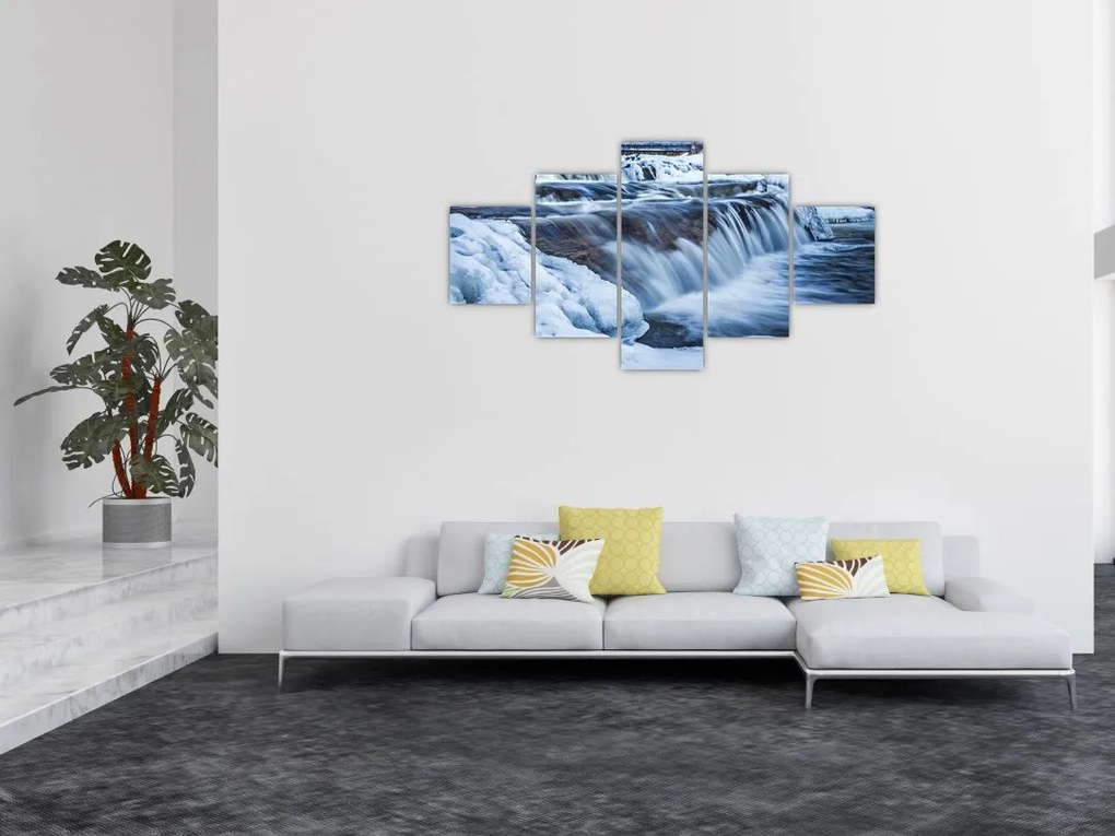 Obraz rzeki zimą (125x70 cm)