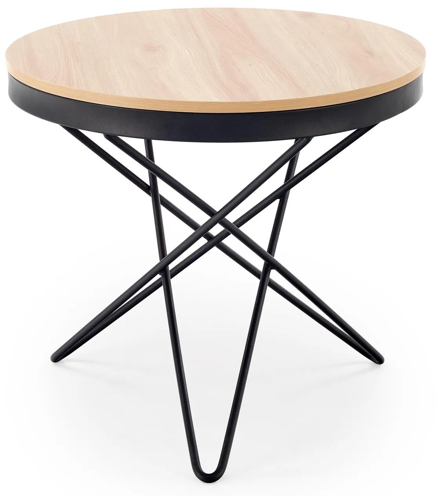 Ława okrągła MDF naturalny/czarny 60/55 LEILA