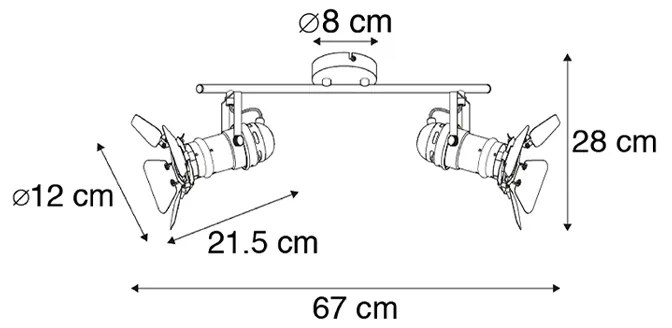 Inteligentny reflektor czarny z WiFi GU10 2-źródła światła ze skrzydłami - MoviePrzemysłowy Oswietlenie wewnetrzne